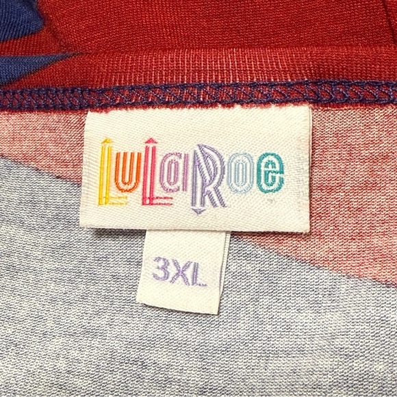 LuLaRoe Julia Red Blue Diagonal Striped Midi Dress Size 3XL NWT - Picture 4 of 7